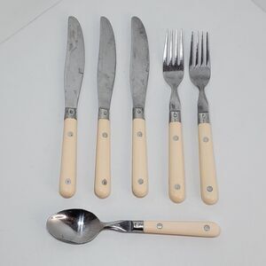 Vintage Wesley Forge Stainless Steel Silverware 6pc Peach Mardi Gras Style Camp
